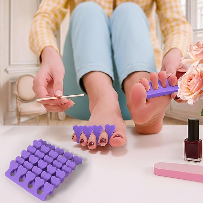 100 Pcs Sponge Toe Separators Soft Finger Separators Premium Pedicure Tool Kit Flexible Toe Divider Spacer for Polishing Pedicure Manicure Coating Nail Art Beauty Accessories (Purple)
