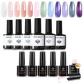 modelones Builder Nail Gel Set, 6 Colors 8-in-One, Jelly Pink & 6 Colors Aurora Shimmer Glitter Gel Polish Kit Blue Green Purple