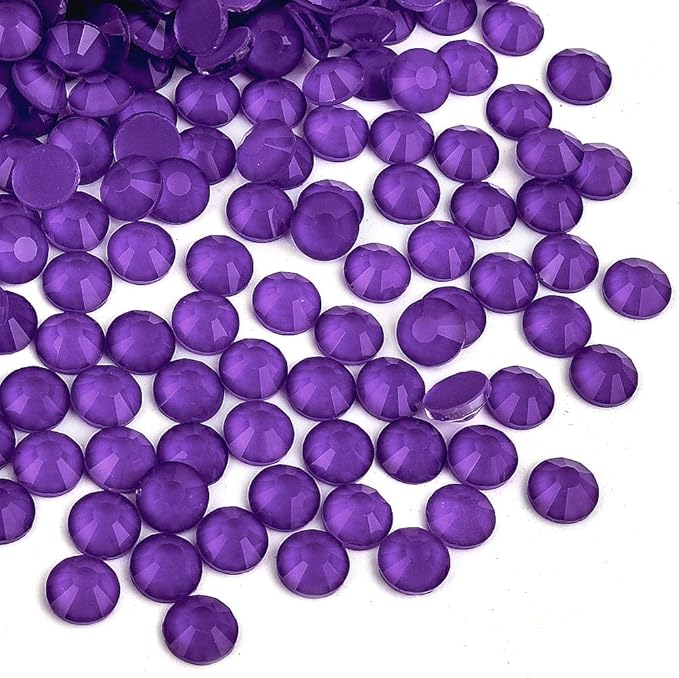 Blinginbox Flatback Rhinestones Round Gems, 1440pcs Luminous Series Glass Stones Neon Gems Non Hotfix Crystal Rhinestones for Nail Charms Crafts Clothes Tumblers,Deep Lilac Neon,SS6.