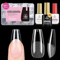 Beetles Gel Nail Kit Etch-X, Medium Coffin, 288pcs 12 Sizes Nail tips, 3Pcs 15ml HEMA-Free Nail Glue Top Coat & Base Gel Set, for Acrylic Press On Nail, Long Lasting Extension DIY Set at Home