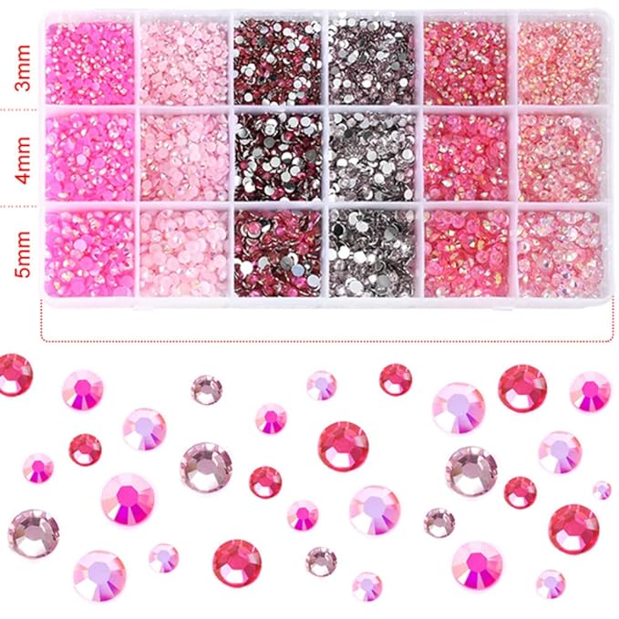 22380pcs Resin Rhinestones Set 3/4/6mm Flatback Stones Glitter Crystal Bulk for Garment Nail Art Decorations Resin Flatback Rhinestones Kit for Nail Crafts Tumbler Round Shape(JJ)