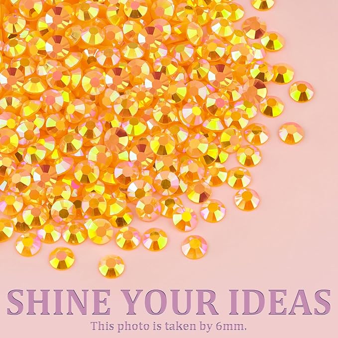 Resin Jelly Rhinestones for Crafting with B7000 Jewelry Glue, 1 Box Light Orange AB Flatback Crystal with 3Pcs 10ml Glue, Bedazzling Non Hotfix Gems for DIY Tumblers Clothing Shoes Manicure