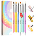 SAVILAND 6PCS Nail Art Brushes Set – Multifunctional Nail Brushes for Nail Art Nail Design Brush Gel Nail Brush for Nail Extension Nail Art Liner Brush 3 Sizes Dotting Tools for DIY