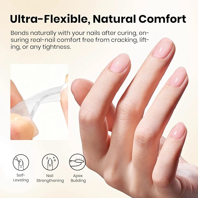 Beetles 15ml Rubber Base Builder Nail Gel - Clear Color Base for Nails Strengthening, Thickening and Sculpting, Soak Off UV LED Long Lasting for Weak and Damaged Nails