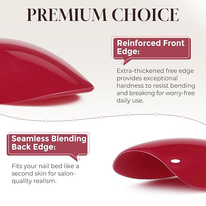 UNA GELLA Red Press On Nails Almond: Valentine's Day Soft Gel Press Ons with Nail Glue, 16 Sizes - 32 Reusable Short Fake Nails Kit, Mani Gift