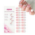 Blush Pink Semi Cured Gel Nail Strips French Tip 20Pcs Glitter UV Gel Nail Stickers Glossy Nails Polish Strips UV/LED Light Needed Self Adhesive Full Polish Nails Wraps for Women
