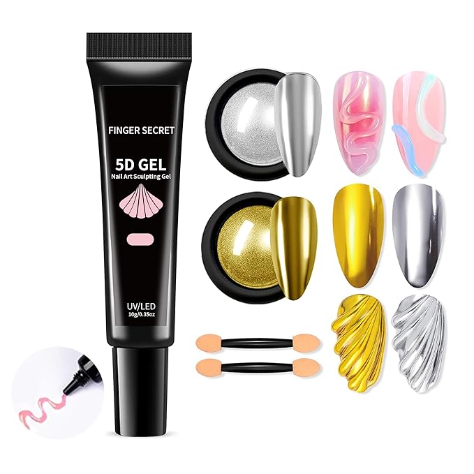 3D Nail Gel Sculpting Gel No Wipe Rhinestone Glue Gel Polish Painting Drawing with Chrome Powder for DIY Nail Art Gems Diamond Jewelry 10g-Pink