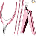 Mudder Acrylic Nail Clippers Kit False Nails Tips Cutter Professional Cuticle Trimmer Nipper Cutter Pusher Remover Stainless Steel Manicure Pedicure Art Tools Set Salon Home(Pink Rose)