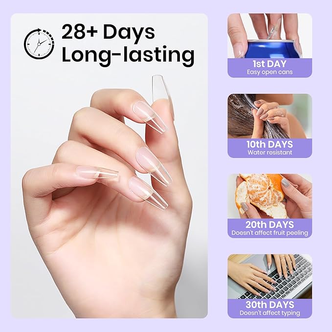 MIZHSE Solid Nail Glue, 30g Solid Nail Gel for Press on Nails, Super Strong Nail Gel Glue for Nail Tips, Acrylic Nails, Long Lasting Manicure DIY at Home, Cure Needed