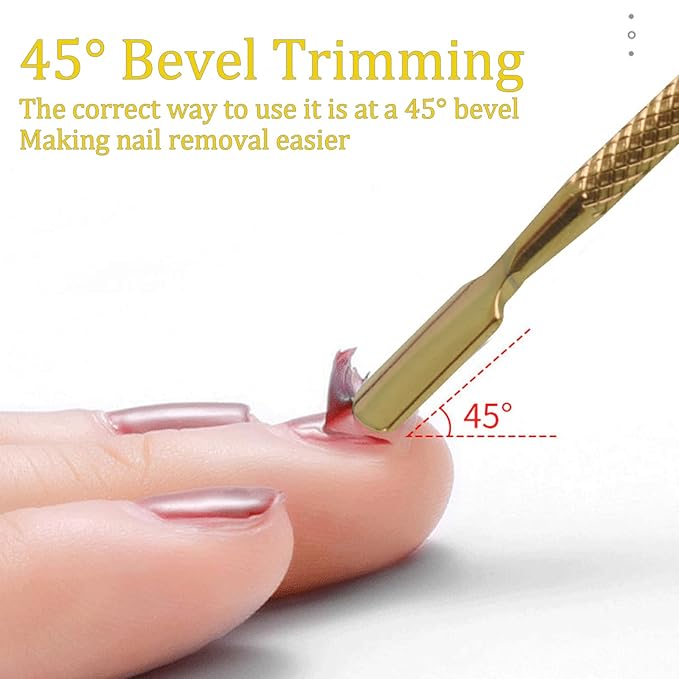 JERCLITY 2 Pieces Gold Double-Ended Stainless Steel Cuticle Pusher Cuticle Remover With 150 Grit Sandpaper Sheets Nail Prep Tools Russian Manicure Kit Nail Cuticle Pusher for Women