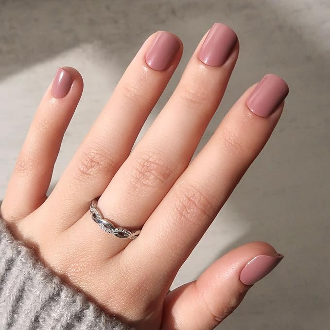 Glamnetic Press On Nails - Mauve Cutie | Super Short Muted Purple Fake Nails, Salon Quality | Extra Short Length, 12 Sizes - 30 Nail Kit with Glue