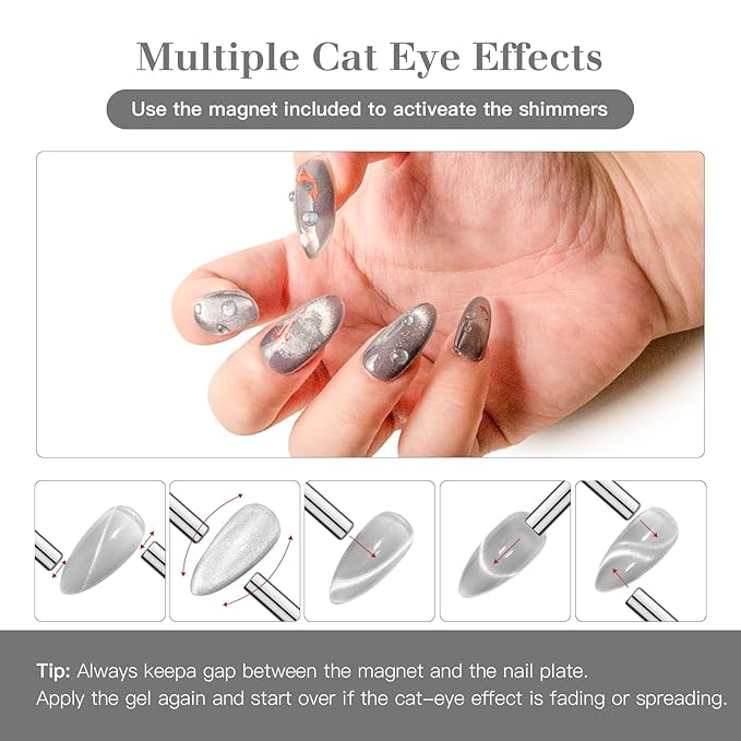 High-Density & Ultra-Bright Cat Eye Gel Nail Polish with Magnet Stick, 15ml Sparkling Magnetic Gel for DIY Manicure, Long-Lasting Shine - Jade Smoke