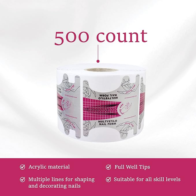 Mia Secret Multistilo 500 PCS - Nail Extension Tips, Forms for Acrylic & Gel Nails - Guide Stickers
