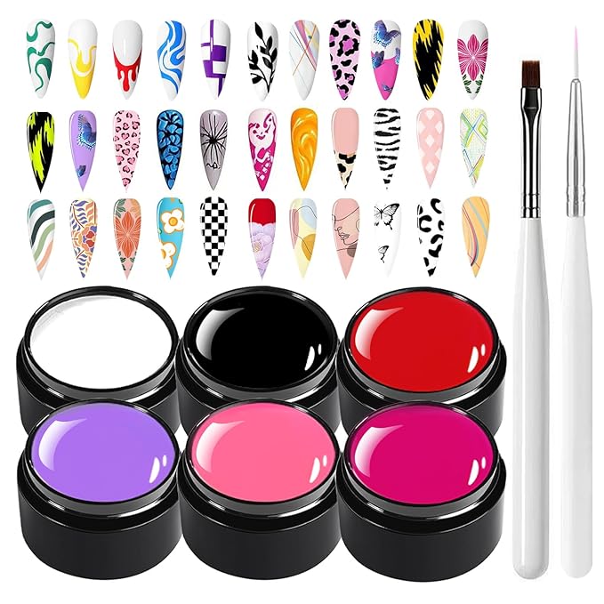 6 Colors Nail Painting Gel Set, Nail Paint for Nail Art, Gel Polish For French Tip Tool Design For Home Salon DIY Nail Art,UV/LED Curing Required(color-set6, 1SET)