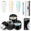 MEET ACROSS 7Pcs Solid Builder Nail Gel Clear Pink Mint Green Hard Gel Nail Extension Hard Gel for Nail Art UV Curing Needed Manicure Kit