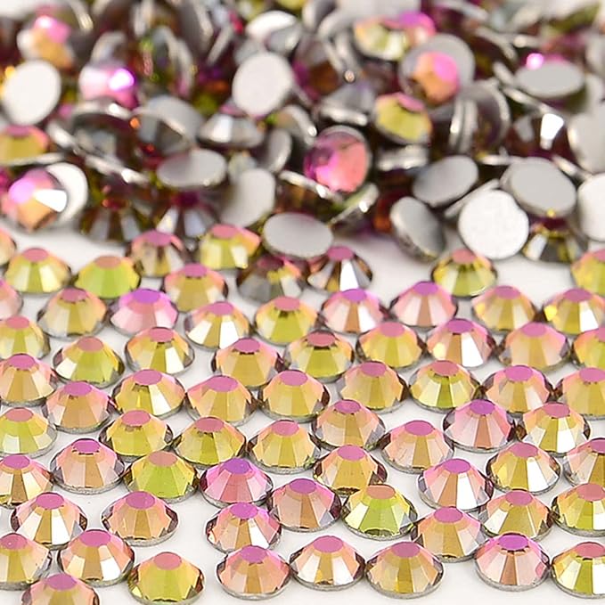 NCB Nancybeads 288pcs Flatback Round Glass Nail Art Rhinestones Crystal for DIY Making Accessories Shoes, Clothes, Face Art, Bags, Manicure (Golden Rose, SS30 288pcs)