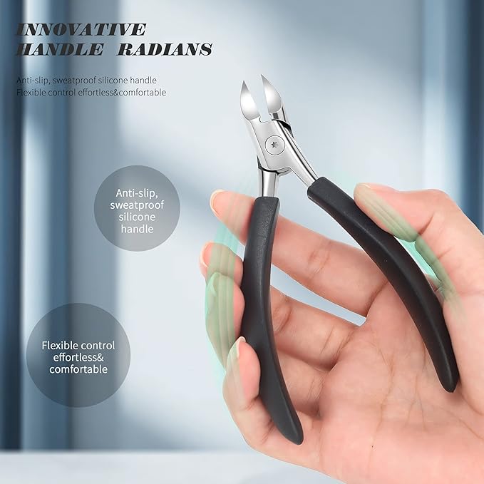 FVION Toenail Clippers, Professional Thick & Ingrown Toe Nail Clippers for Men & Seniors, Velvet-Soft Handle Toenail Cutter/Colorful Nail Clippers, High Grade Stainless Steel