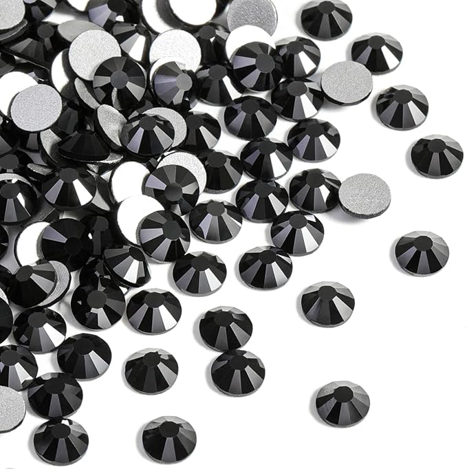 Beadsland 2880pcs Flat Back Crystal Rhinestones Round Gems for Nail Art and Craft Glue Fix, Jet Hematite,SS10,2.7-2.9mm