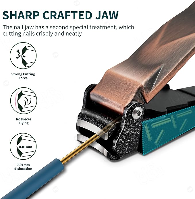 Nail Clippers with Catcher, No Splash Fingernail Toenail Clippers with Sharp Curved Blade and Glass Nail File, Wide Jaw Opening Stainless Steel Nail Cutter Trimmer for Seniors Adult Men Women
