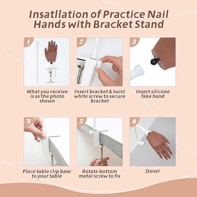 Veikmv Practice Hand for Acrylic Nails,Silicone Mannequin Hand with Flexible Fingers,Gel Polish & Nail Art Training, Manicure Practice Kit for Beginners