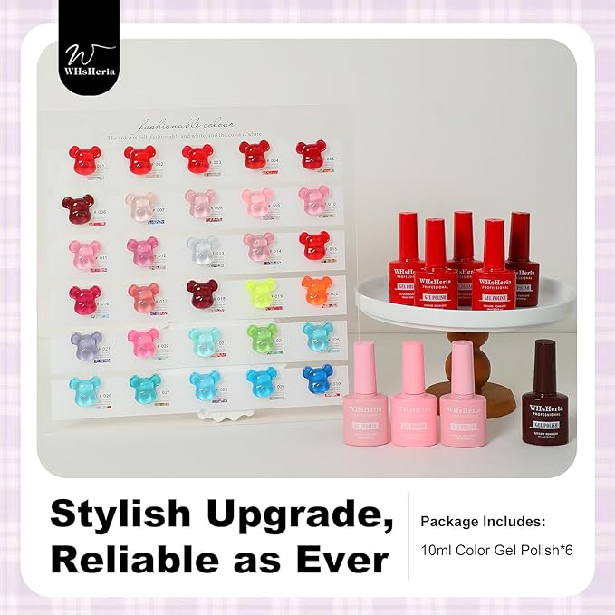 TPO Free Jelly Translucent Gel Nail Polish Set，6pcs 10ml Red Pink Purple Milk White Long-lasting Soak off UV Light Suit Give It to Women as a Gift for Daily Life at Home (119-C)