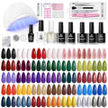 Beetles Gel Nail Polish Kit with U V Light - 68 Pcs Nails Kit 45 Colors Red Jelly Gel Polish Set Mystic Wonderland Soak Off Red Green Nude DIY Manicure Nail Salon Gifts for Women Teens Girls