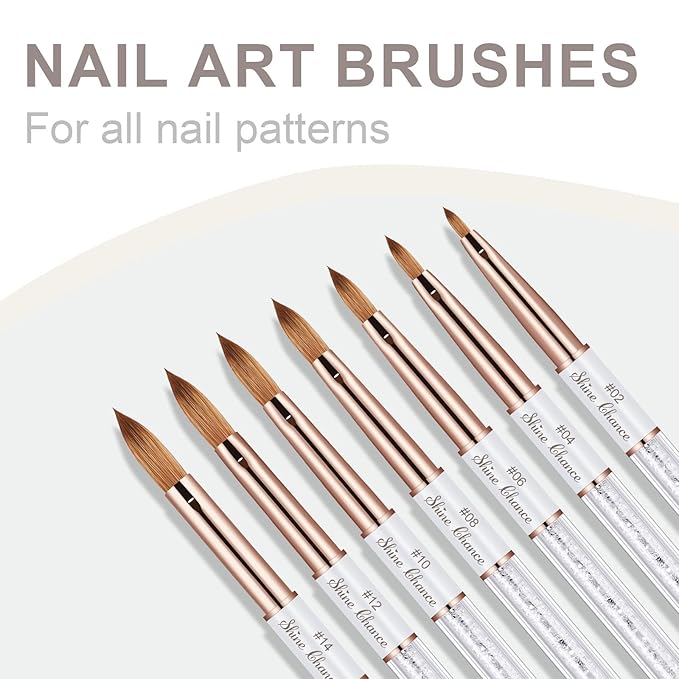 Acrylic Nail Brush Size 6, 100% Real Kolinsky Art Nail Brush for Acrylic Powder Application, Handmade Women Manicure Nail Extension Tool for Professional DIY Home Salon and Beginners