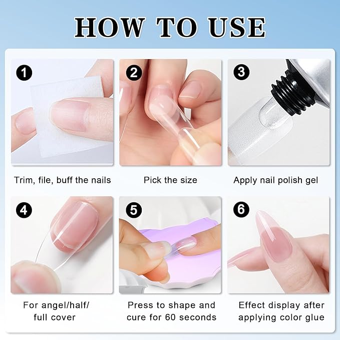 550PCS Short Almond Nail Tips,Pre-shaped Soft Gel Nail Tips,Clear Press on Nails Tips Almond Shape,False Nails for Nail Extension Home DIY Nail Salon