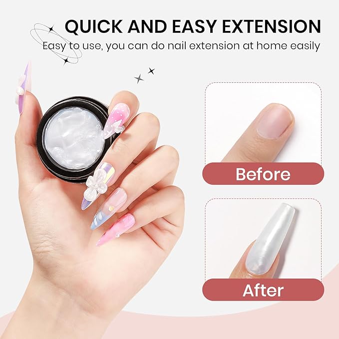 Pearl White Solid Builder Gel for Nails with 3D Flowers Nail Mold Extension Molding 3D Nail Art Gel Soak Off UV Gels
