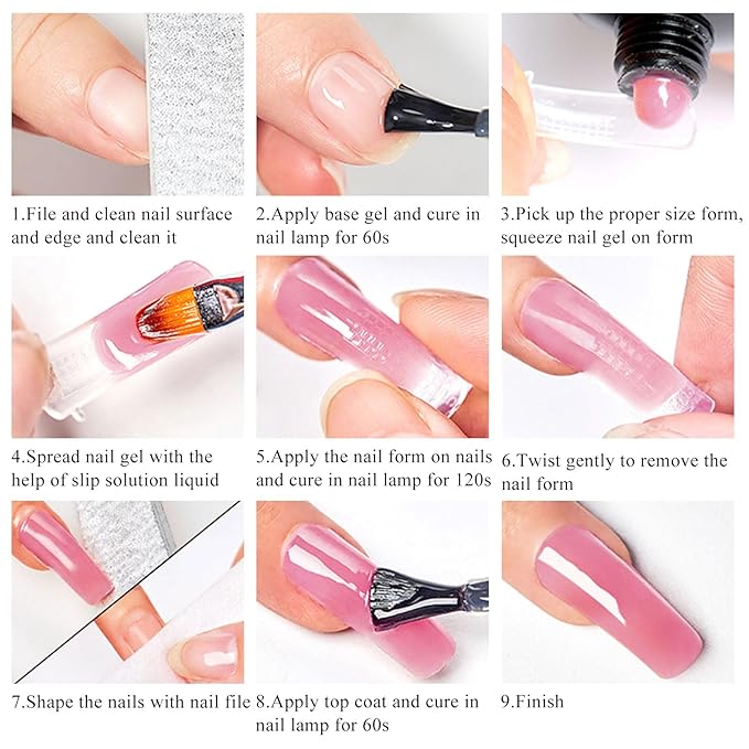 MTSSII Gel Nail Polish Set 6Pcs Gel Polish + 3Pcs Poly Nail Gel Set Nude Pink Purple Series Poly Extension Gel Nail Polish Manicure Salon at Home 15Pcs