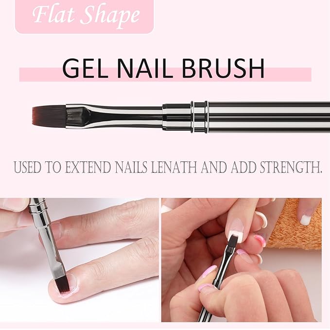 JASSINS Nail Art Clean Up Brushes, 3 Pcs Flat/Oval/Fine Angled Gel Nail Brushes,For Nail Art Design Painting DIY and Cleaning Polish Mistake on the Cuticles (Copper)