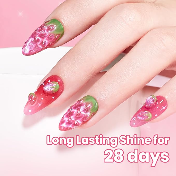 Beetles Apple Sweet Gleam Pink Cat Eye Gel Nail Polish - 15ML Glitter Pink Cat Eye Spring Gel Polish Magnetic Shimmer Effect Soak Off UV Nail Art Design Salon DIY Manicure Gift for Women