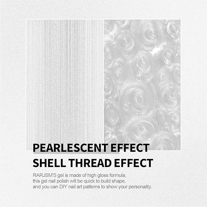 RARJSM Pearl Gel Nail Polish, Silver Glitter Drawing GelPolish Soak Off UV Shimmer Mermaid Nail Gel for Salon Home DIY Manicure Use