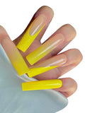 HAND-PAINTED White Press Ons Neon Small Press on Nails Long French Press on Nails Coffin Medium Short Nail art Fake Nail Art Kit with 7g Glue on Nails Handmade Almond Square Nails (Large, J12)