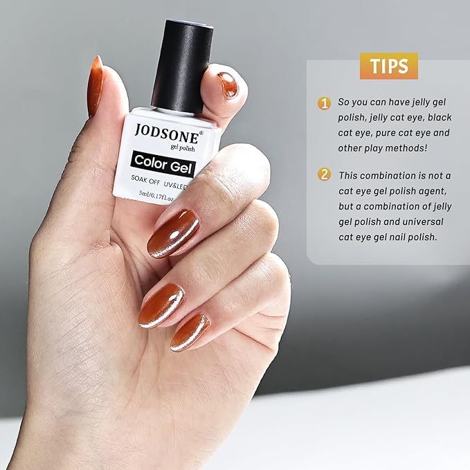 JODSONE 9 PCS Jelly Colors Gel Nail Polish Set with Base Coat Top Coat Autumn winter Jelly Gel Polish Set for Home DIY Nail Art