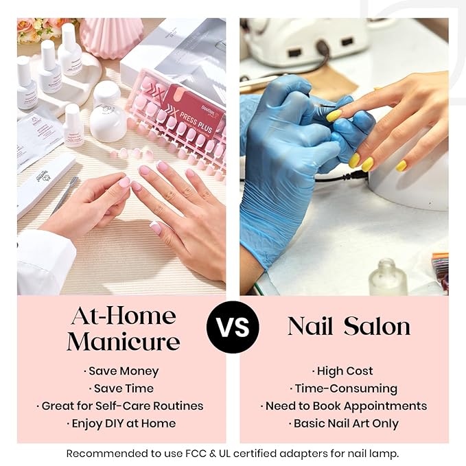Beetles X Press Gel Nail Kit: Short Square French Tip Press On Nails Kit With 224Pcs Nail Tips Nail Glue & Builder Top Coat Mini UV Light, All-in-One DIY Designs Gift For Women At Home