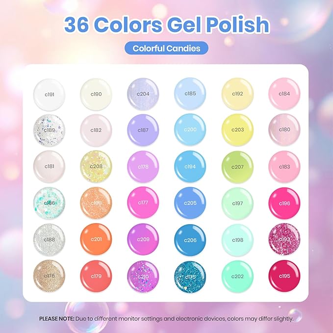 beetles Gel Nail Polish Set - 39Pcs Spring Gel Polish Pink Red Blue Purple Color Polish with Base Top Coat Soak off Uv LED Lamp Colorful Candies Manicure Kit Salon DIY Home Gifts for Women Girls