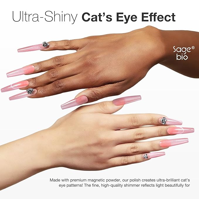 Cat Eye Gel Nail Polish 15ml Rose Drift, Magnetic Gel with Shimmer Glass Bead Effect, Soak Off UV LED Nail Gel, Home DIY Nail Art Design