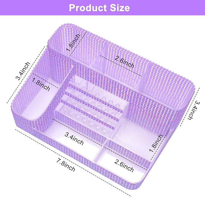 ANRUI Nail Drill Bit Holder, 28 Holes Plastic Nail Drill Machine & Bits Storage Case, Professional Nail Desk Organizer for Manicure Tools Gift for Women and Girls- Diamond Purple