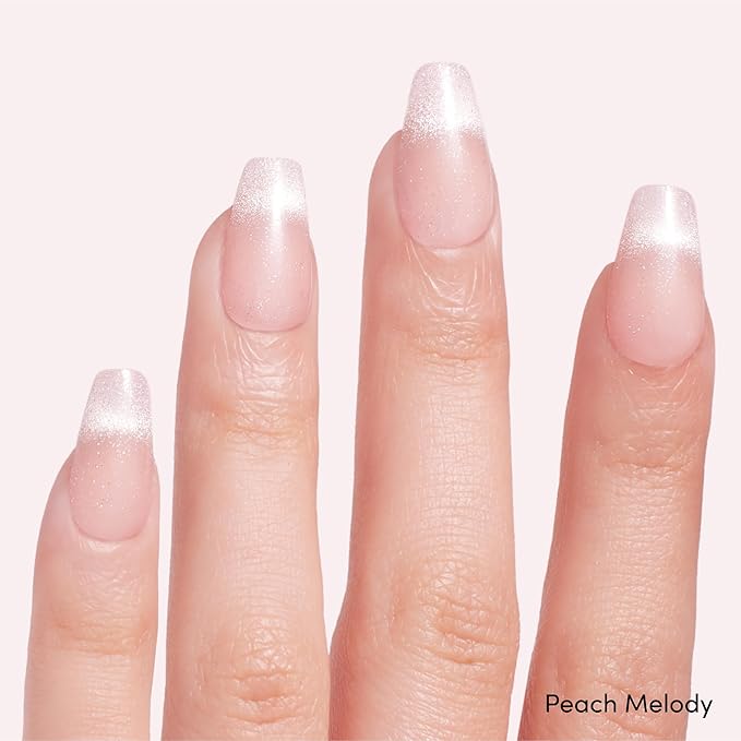Dashing Diva Magic Press Premium Nail Bundle - Understated Collection - Coffin Shape Press On Nails - Peach Melody & Diamond Bliss - Long Lasting Gel - Lasts Up to 7 Days - 2 Sets