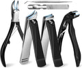 Heavy Duty Nail Clippers for Seniors, 6-in-1 Wide Jaw Toenail Clippers Set for Thick Nails, Fingernail Cutter for Men & Women, Easy Nail Care for Elderly
