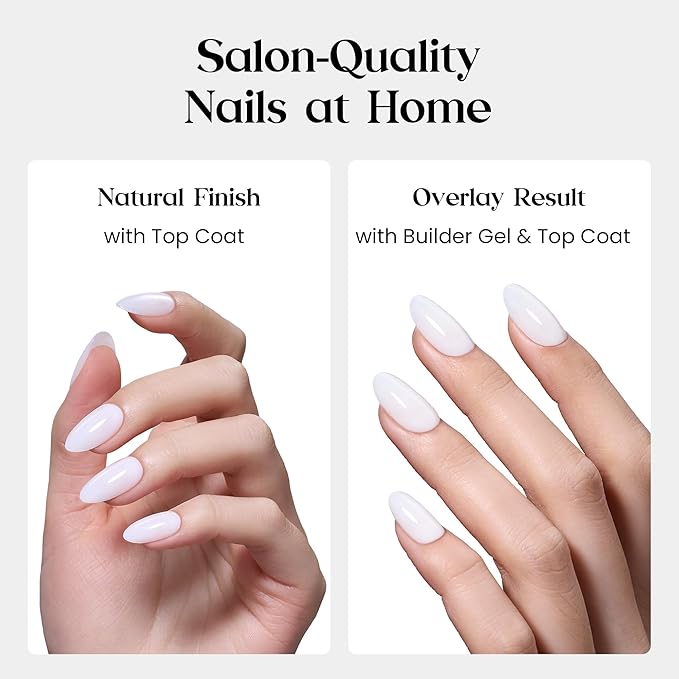 Beetles Natural Milky White Nail Tips | 160PCS, 16 Sizes Short Oval Nail Tips | Pre-Colored Full Cover Soft Nail Gel Fake Nails | Salon-Gel Look for DIY Manicure