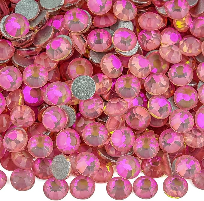 Blinginbox Rhinestones for Crafting,Flatback Rhinestones Glass Gems Stones Round Gemstones Non-Hotfix Crystal for Crafts Nail Decoration,Pink Rose Crystal(1.9-2.0mm) SS6/1440pcs