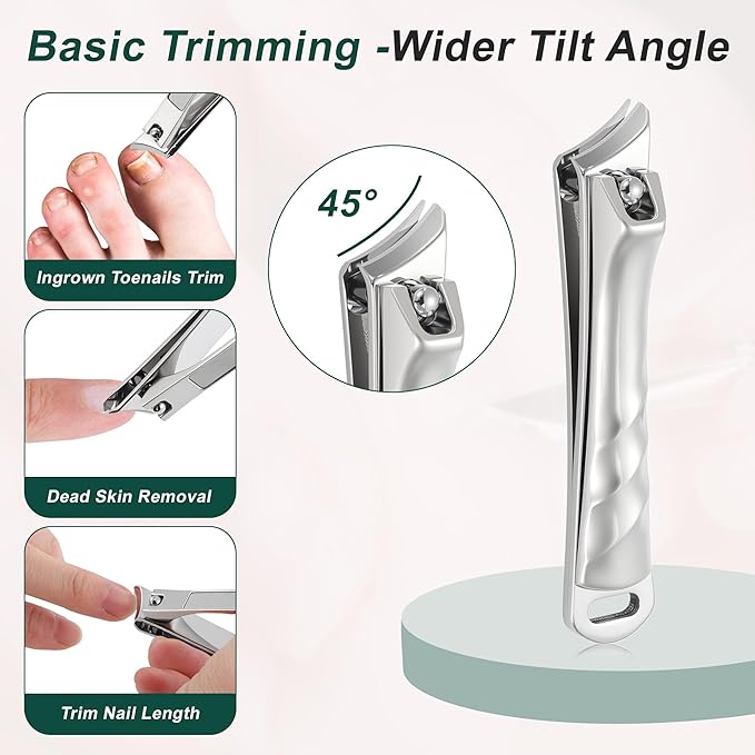 VOCOSTE Toenail Care Kit 6-Piece Ingrown Toenail Tools, Professional Grooming Set for Pointed Slanted Nail Clipper, Nail Files, Nail Steel Push, Fingernail and Pedicure Tools at Home