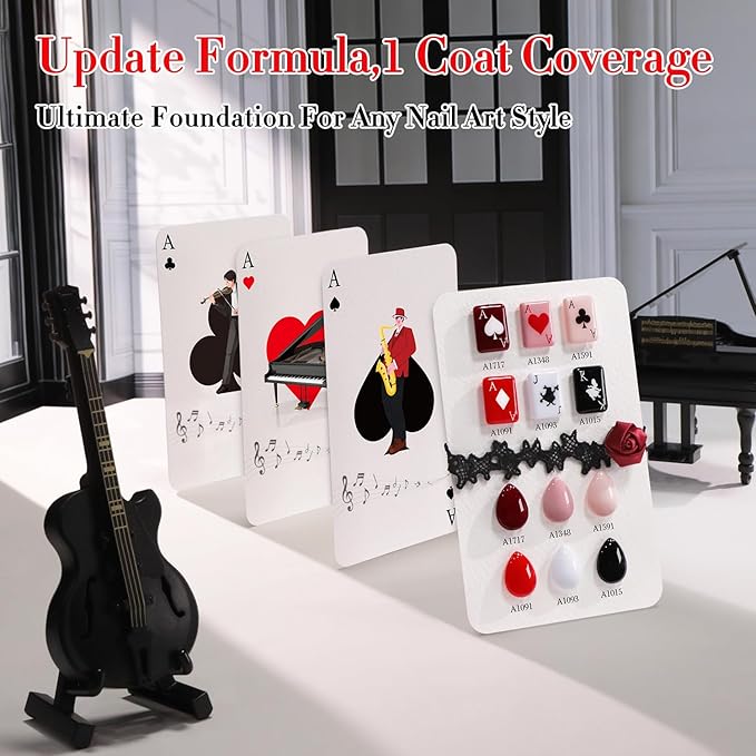 Double Rhythm 6 Pcs 15 ML Gel Polish Set Same Color Same Bottle Soak Off Gel Polish Kit Nail Art Manicure Salon DIY at Home for Women (Black White Red Nude Burgundy Peach-T6-71)