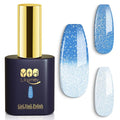 YTD Likomey Color Changing Gel Nail Polish,15ml Silver To Light Blue Glitter Mood Temperature Change Colors Ombre Thermal Salon Home Fall Winter Manicure UV Nails Varnish,WB05