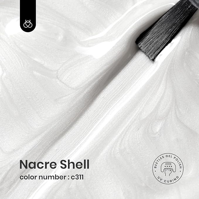 Beetles Pearl White Gel Nail Polish - 15ml Pearl Shimmer White Mermaid Pearlescent Shell Nail Gel Polish Soak Off Uv Led Curing Requires Manicure Salon DIY Home Gifts for Women