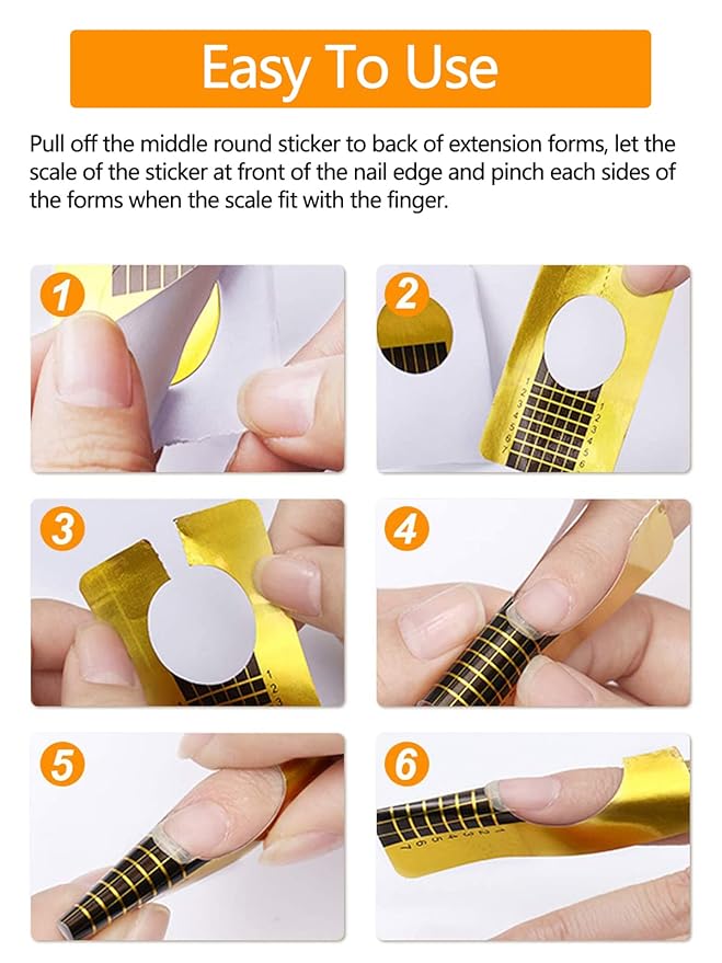 Yokilly Nail Forms for Acrylic Nails, 200PCS Nail Forms for Polygel Nail Tips Guide, Nail Forms For Builder Gel, Nail Forms Roll for Salon Nail Former Stickers with Numbers Marked for Nail Art DIY