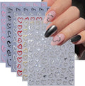 6 Sheets Valentines Day Nail Stickers 3D Self Adhesive Hearts Nail Art Stickers Gold Silver Black White Pink Red Hollow Love Hearts Design Valentine Nail Decals Nail Art Stickers for Acrylic Manicure