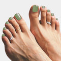 Toe Gel Nail Stickers - 34PCS Salon Quality Wraps no UV Light Needed - Long Lasting Toe Nail Polish Strips for Women (Forest Green)